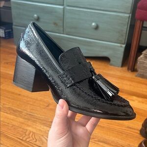 🖤Zara Black Patent Leather Heels with Tassels